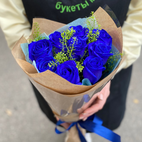 Букет из 9 синих роз