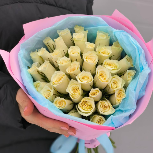Букет из 35 белых роз "Кения"