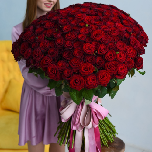 Букет из 101 красной высокой розы VIP